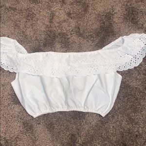 Upcycled eyelet blouse